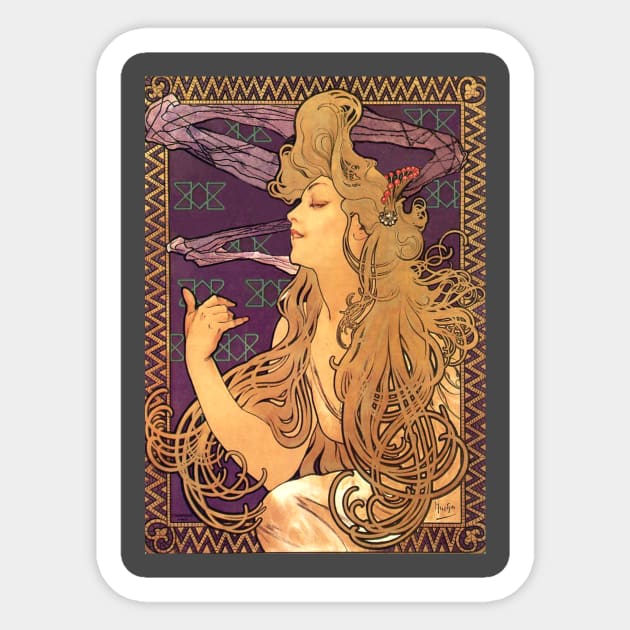 Job by Alphonse Mucha Sticker by Artimaeus